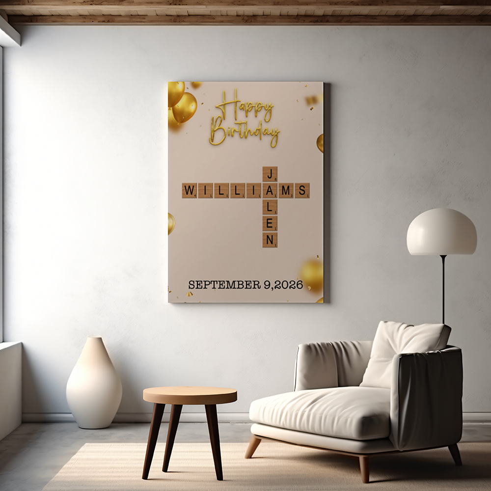 CANVAS 24x36 CUSTOM BIRTHDAY CROSSWORD