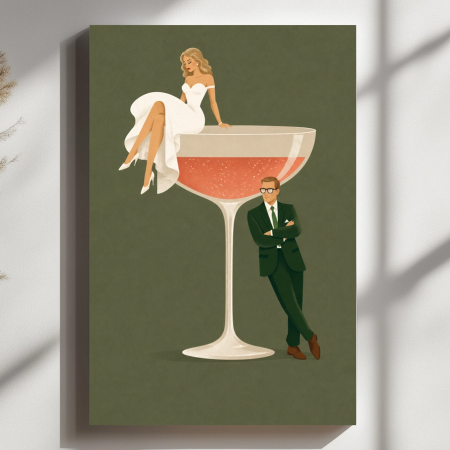 CANVAS 24x36 Retro Signature Cocktail Wedding Portrait