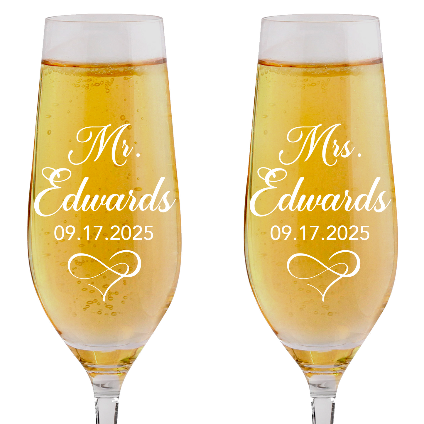 CHAMPAGNE FLUTES - MR & MRS 2