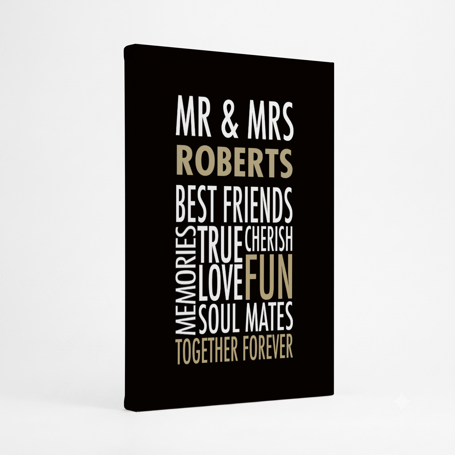 CANVAS 24x36 MR & MRS WORDS WEDDING DESIGN