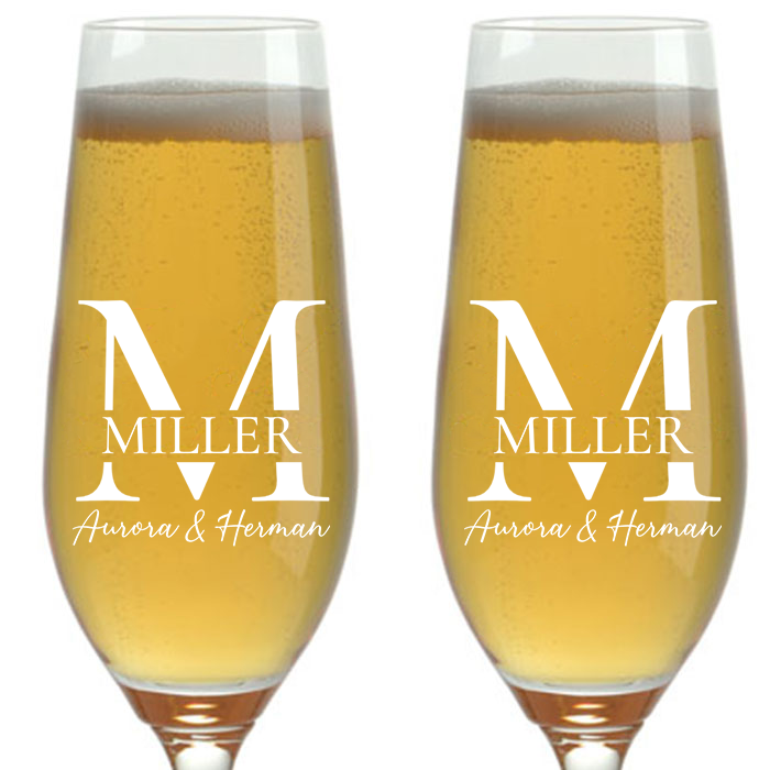 CHAMPAGNE FLUTES - INITIAL & SURNAME