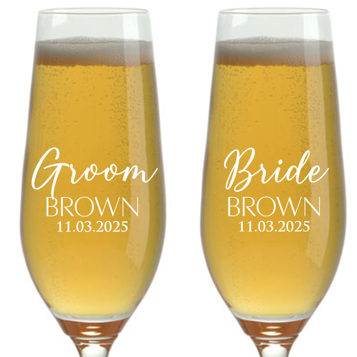 CHAMPAGNE FLUTES - GROOM & BRIDE 2