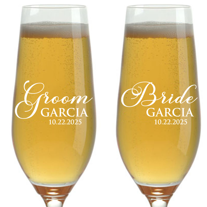 CHAMPAGNE FLUTES - GROOM & BRIDE 3
