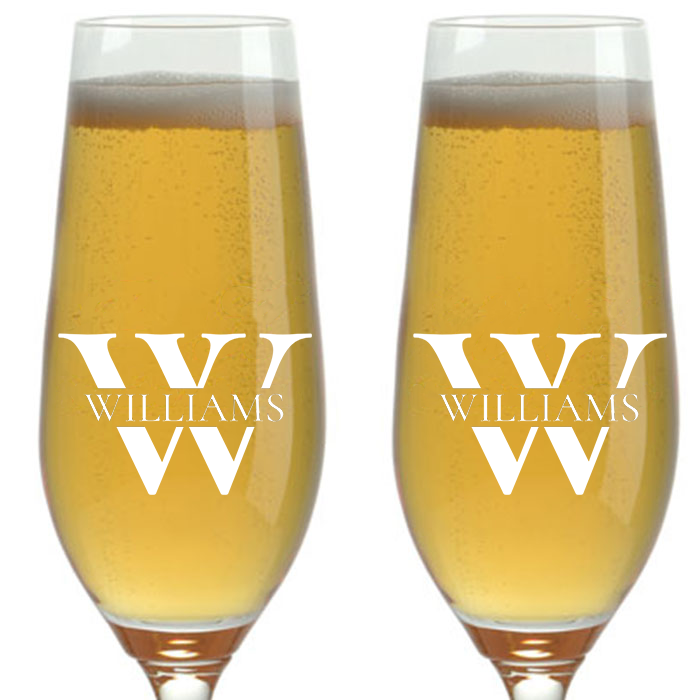 CHAMPAGNE FLUTES - INITIAL & SURNAME 2