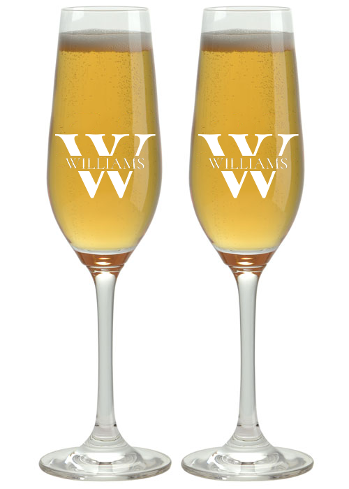 CHAMPAGNE FLUTES - INITIAL & SURNAME 2