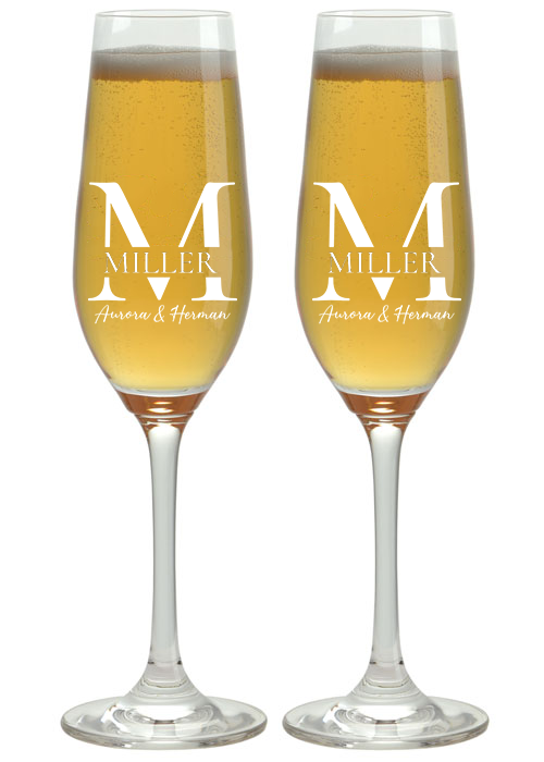 CHAMPAGNE FLUTES - INITIAL & SURNAME