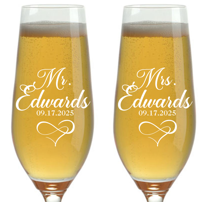 CHAMPAGNE FLUTES - MR & MRS 2