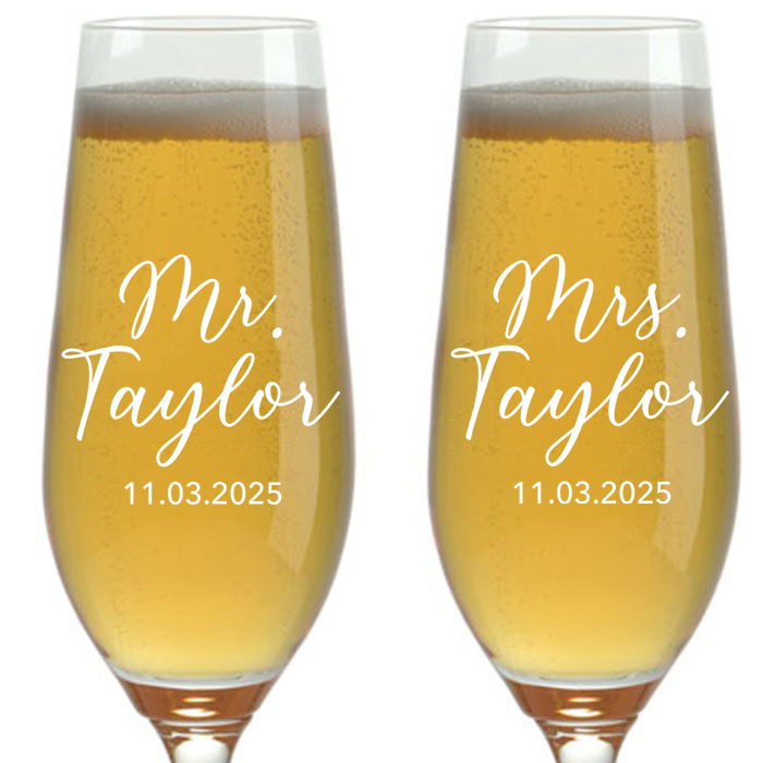 CHAMPAGNE FLUTES - MR & MRS 3