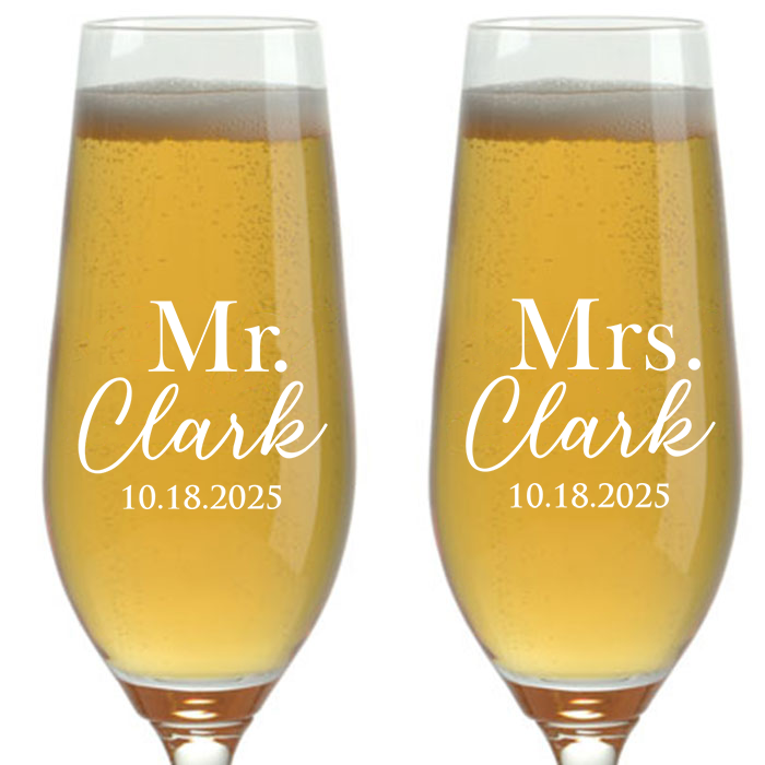 CHAMPAGNE FLUTES - MR & MRS 4