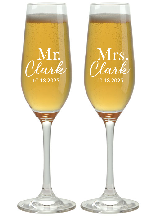 CHAMPAGNE FLUTES - MR & MRS 4