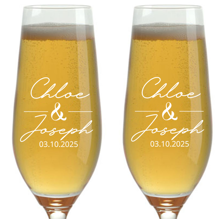 CHAMPAGNE FLUTES - NAMES & DATE 2