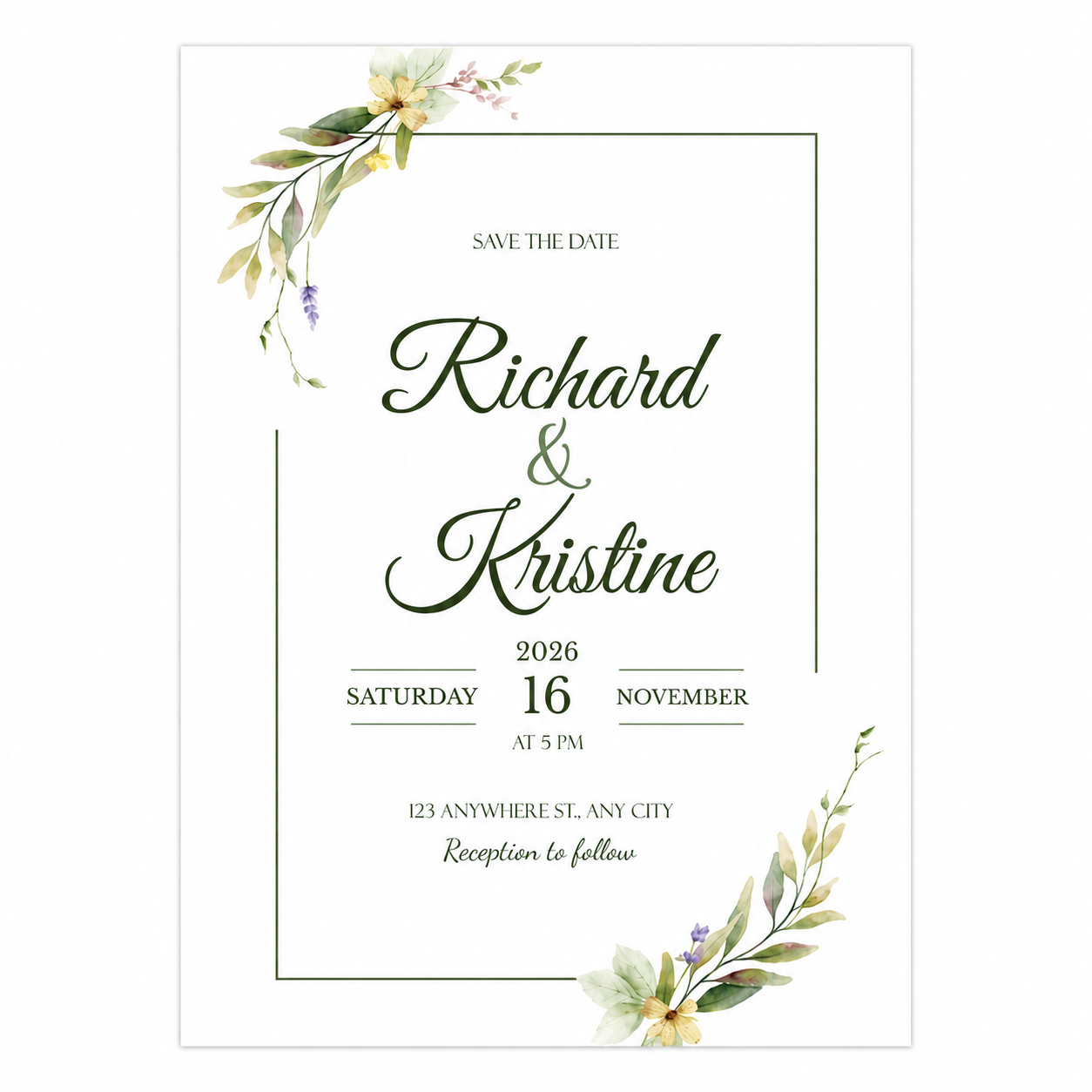 5X7 ANNOUNCEMENT FLORAL #1
