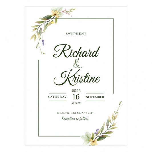5X7 ANNOUNCEMENT FLORAL #1