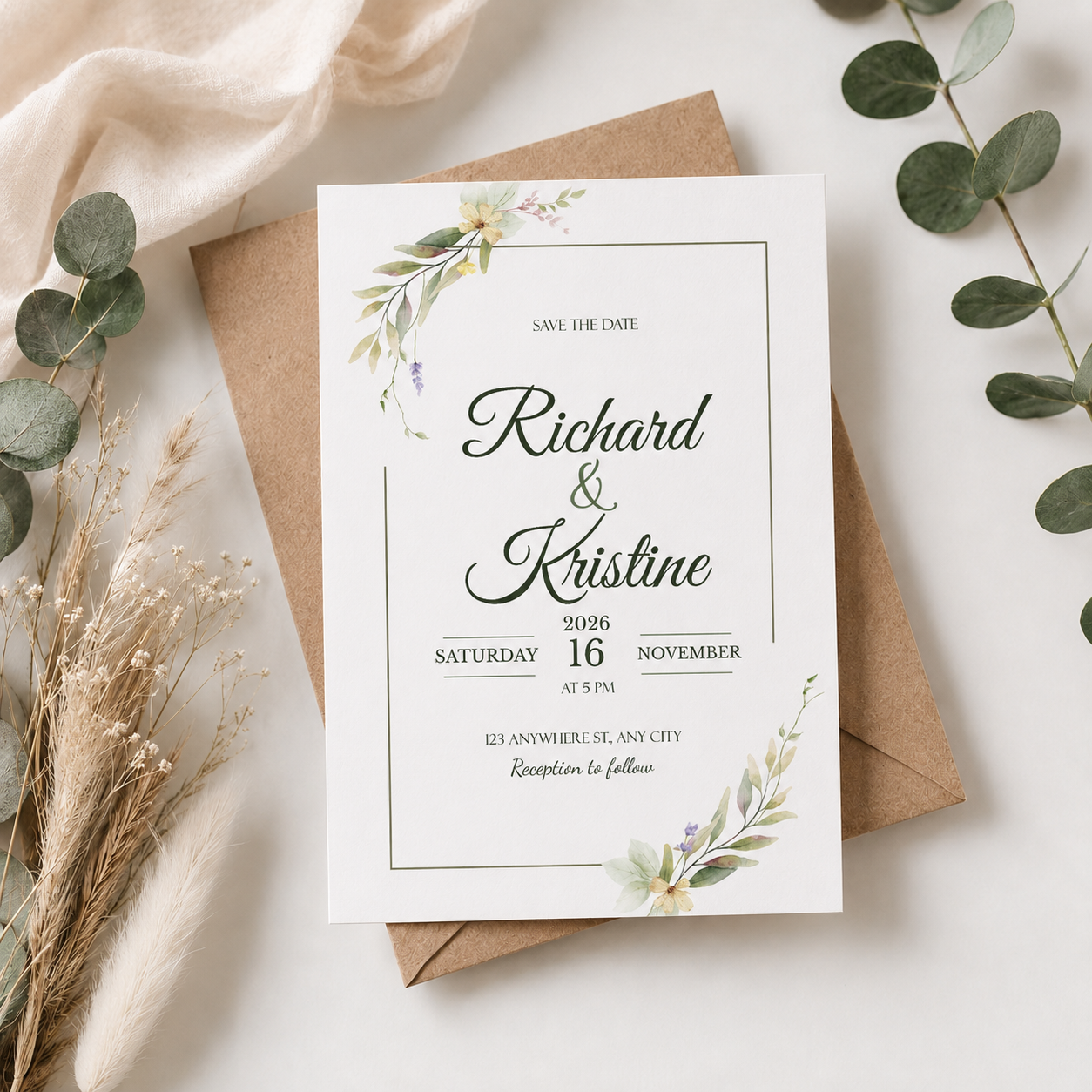 Floral Wedding Invitation 1