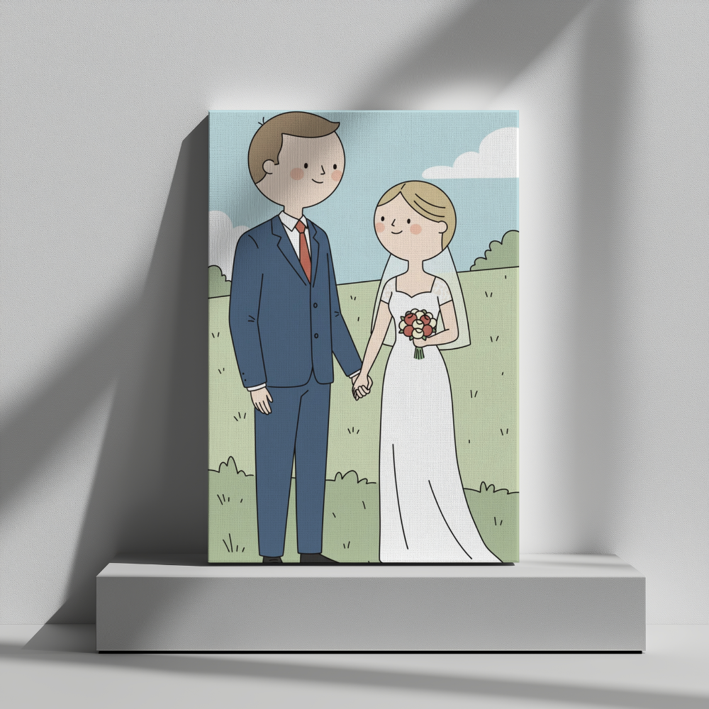 CANVAS 24x36 UPLOAD PORTRAIT (Cute Retro Cartoon Style)