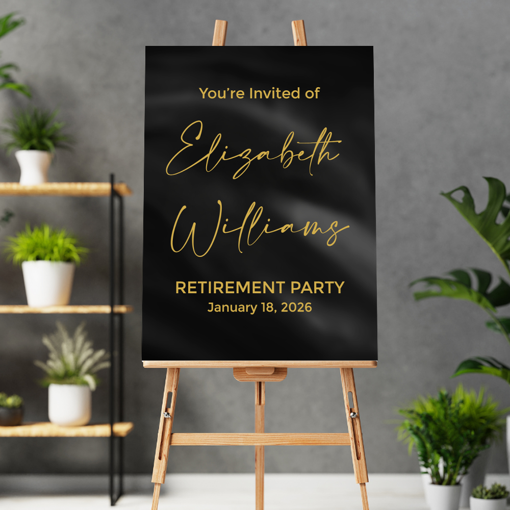 FOAM BOARD 18x24 WELCOME SIGN – ELEGANT BLACK & GOLD DESIGN #2