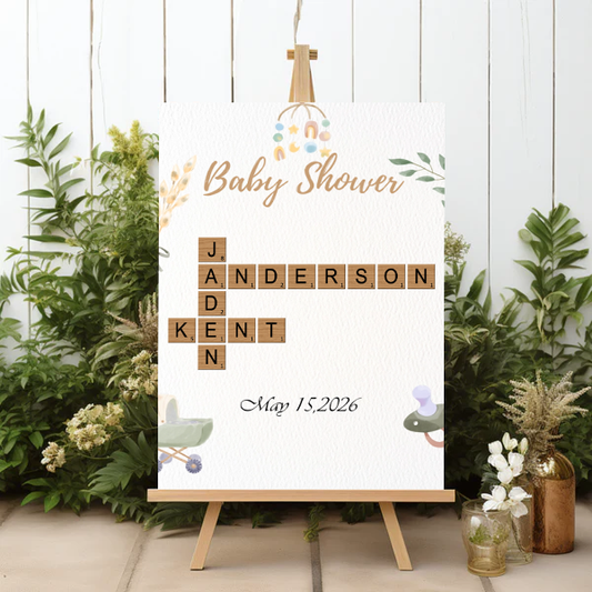 FOAM BOARD 24x36 CUSTOM BABY SHOWER CROSSWORD