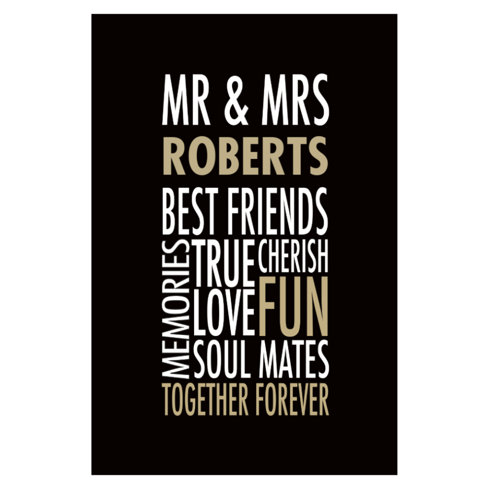 CANVAS 24x36 MR & MRS WORDS WEDDING DESIGN