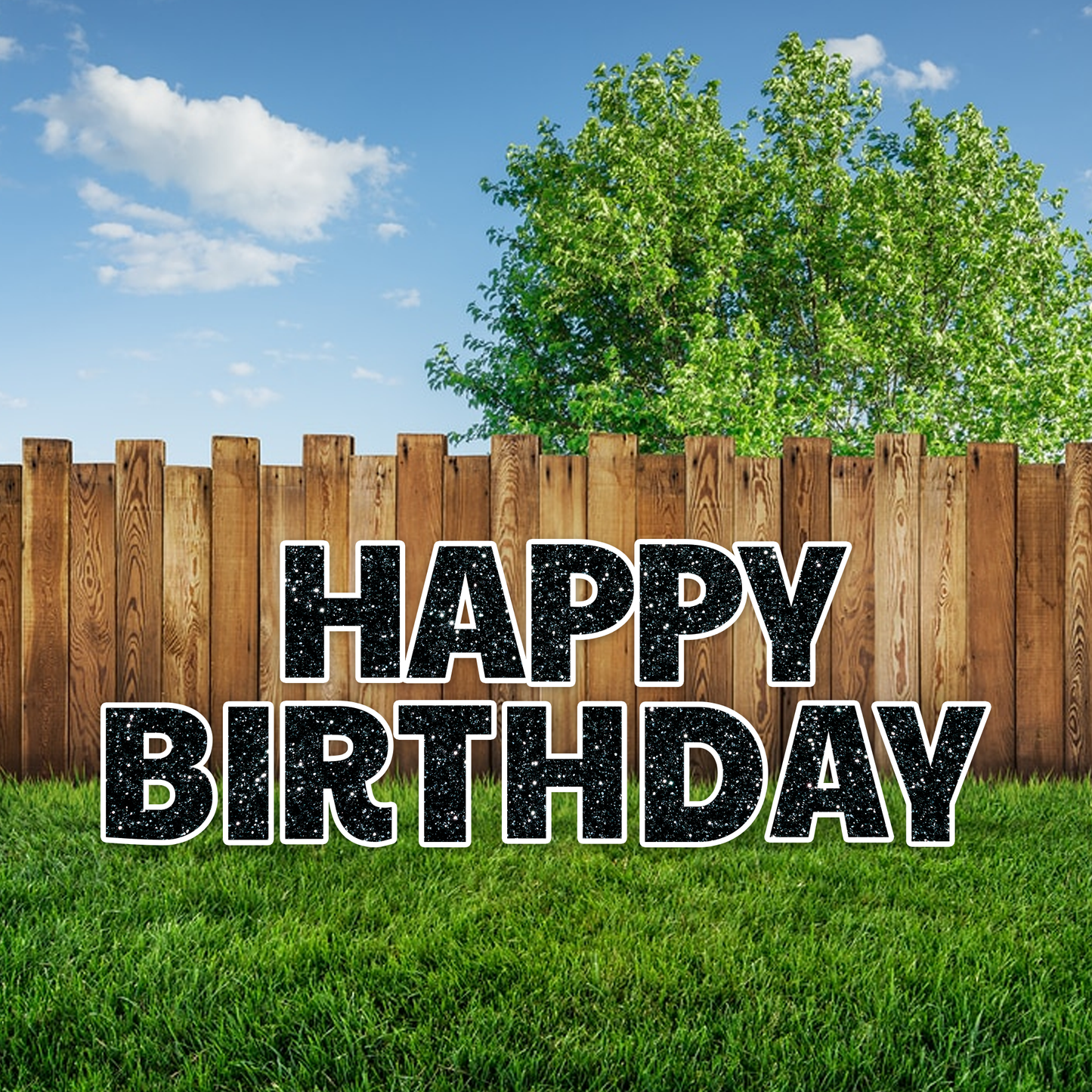 BLACK GLITTER HAPPY BIRTHDAY - PAYTON FONT CORRUGATED