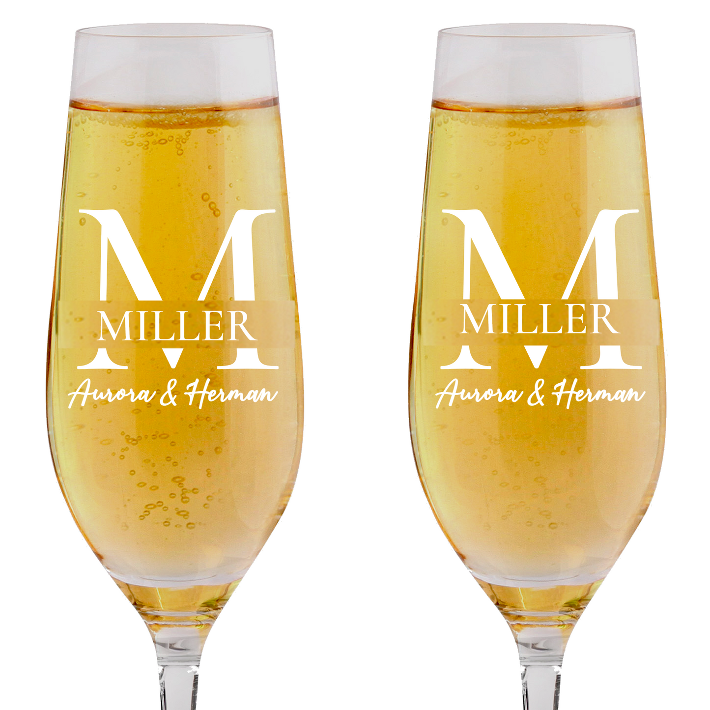 CHAMPAGNE FLUTES - INITIAL & SURNAME