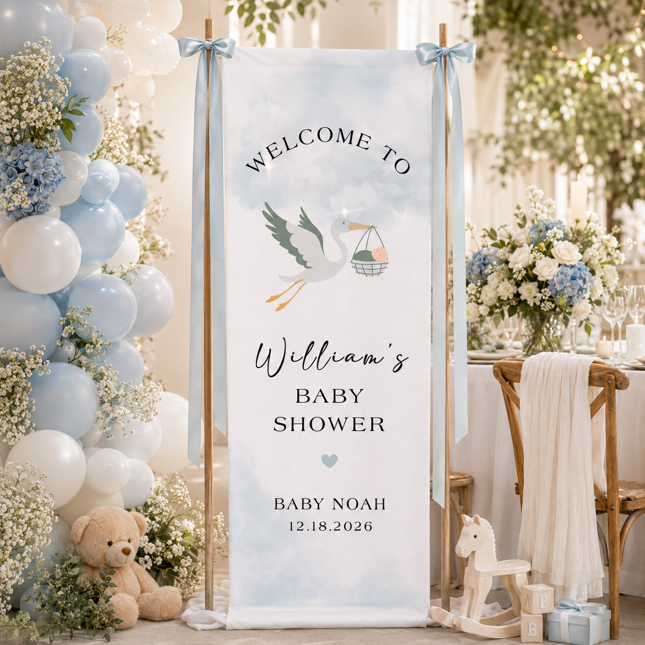 Linen Custom Baby Shower Banner