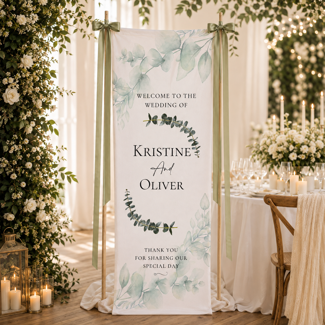 Linen Custom Wedding Banner