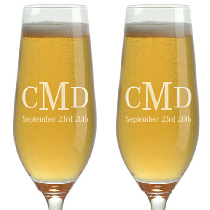 CHAMPAGNE FLUTES - MONOGRAM INITIALS & DATE