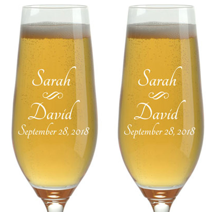 CHAMPAGNE FLUTES - NAMES & DATE