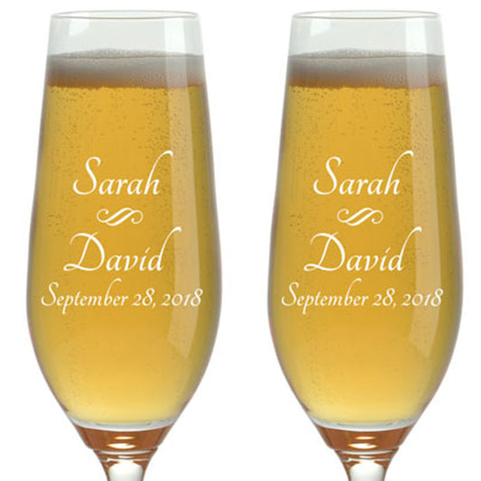 CHAMPAGNE FLUTES - NAMES & DATE
