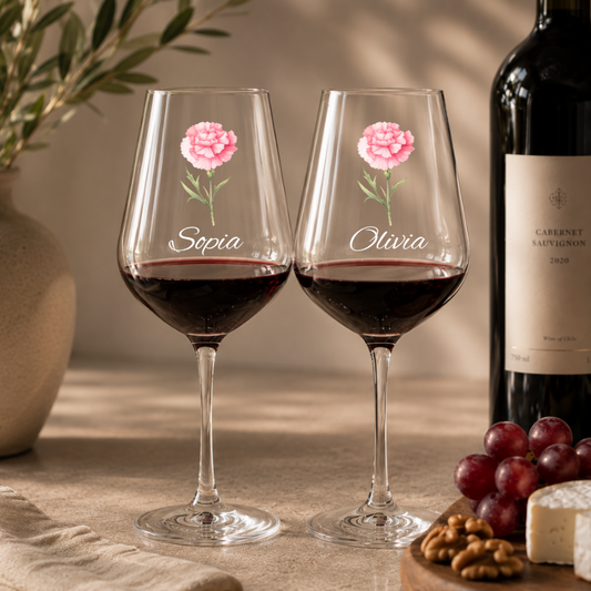 Wine Glass Personalized Birth Flower