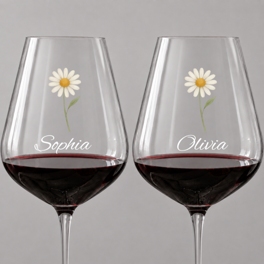 Wine Glass Personalized Birth Flower