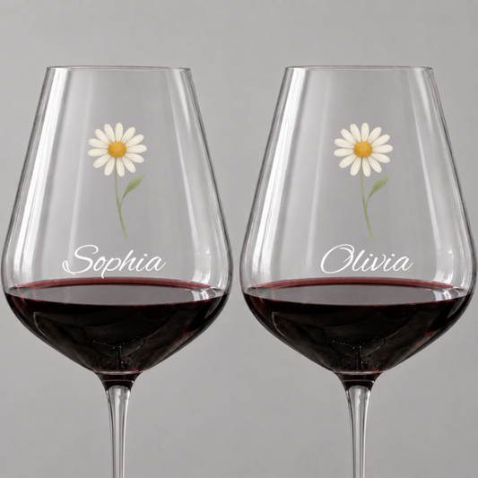 Wine Glass Personalized Birth Flower