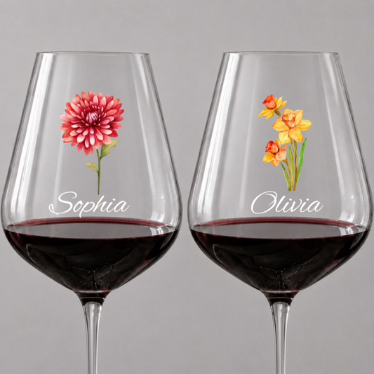 Wine Glass Personalized Birth Flower
