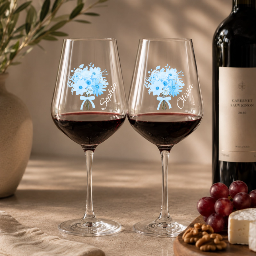 Wine Glass Personalized Flower Bouquet