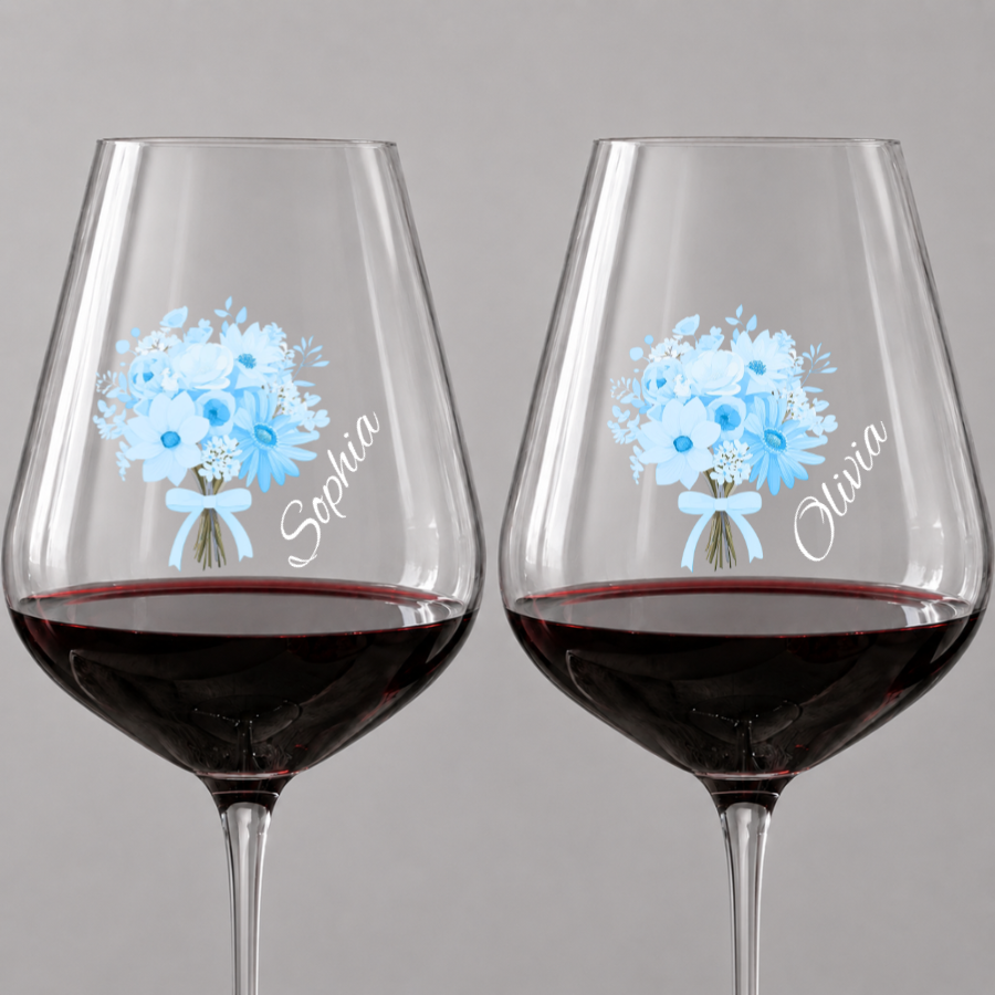 Wine Glass Personalized Flower Bouquet