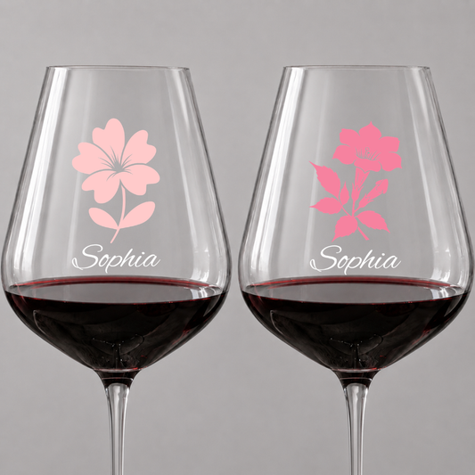 Wine Glass Personalized Flowers