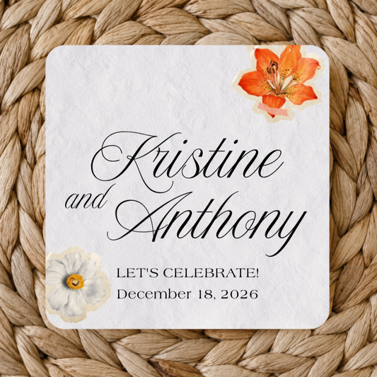 Personalized Rounded Square Wedding Coasters 2