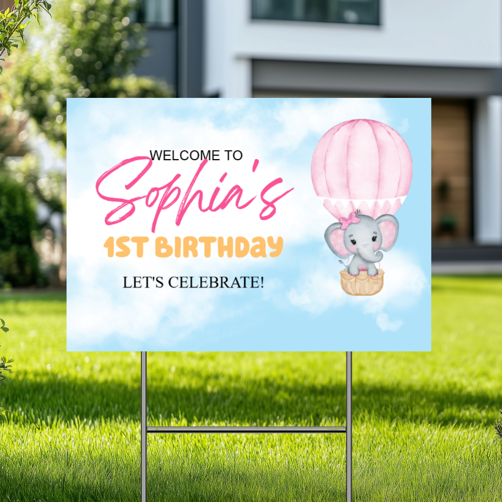 YARD SIGN 18X24 CUSTOM WELCOME SIGN – HOT AIR BALLOON DESIGN #2