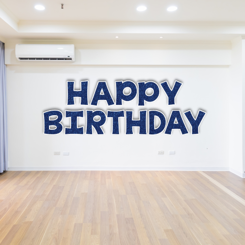 BLUE GLITTER HAPPY BIRTHDAY - KG FONT FOAM BOARD