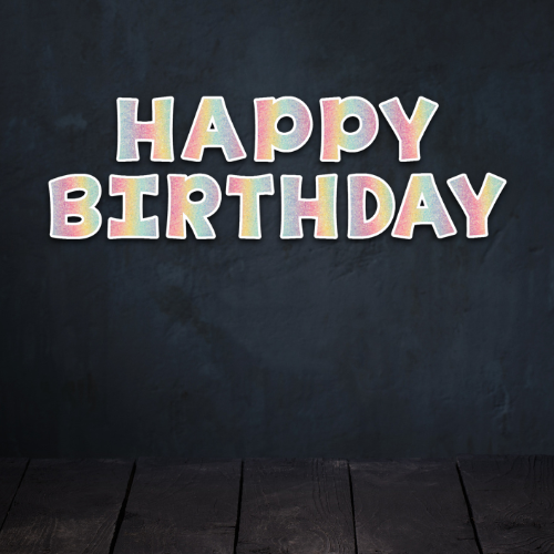 PASTEL GLITTER RAINBOW HAPPY BIRTHDAY - KG FONT   FOAM BOARD