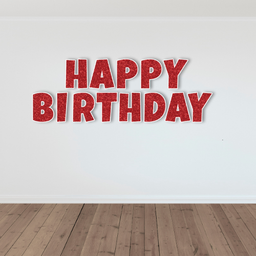 RED GLITTER HAPPY BIRTHDAY - LUCKIEST GUY FONT FOAM BOARD