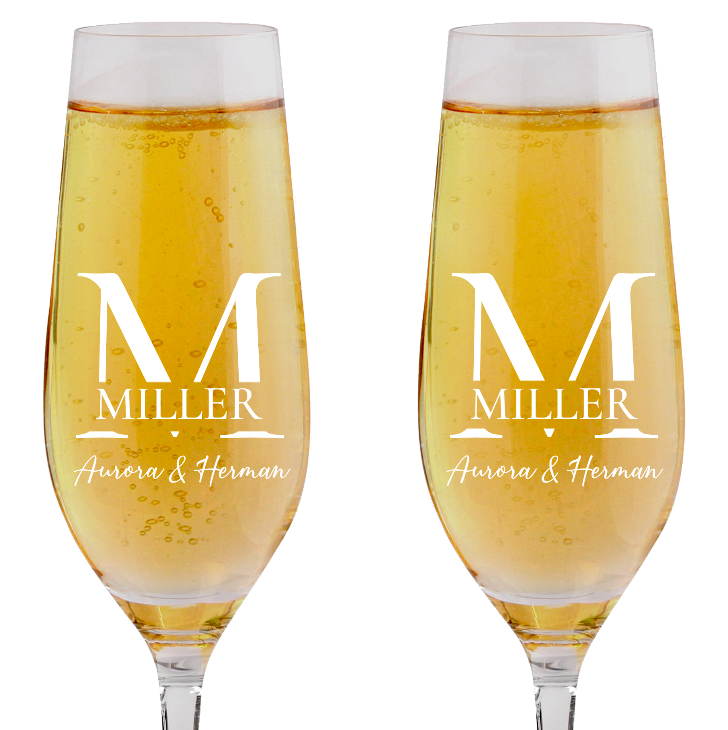 CHAMPAGNE FLUTES - INITIAL & SURNAME