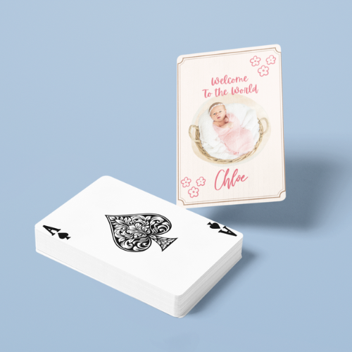 Playing Cards Welcome Baby Design 2