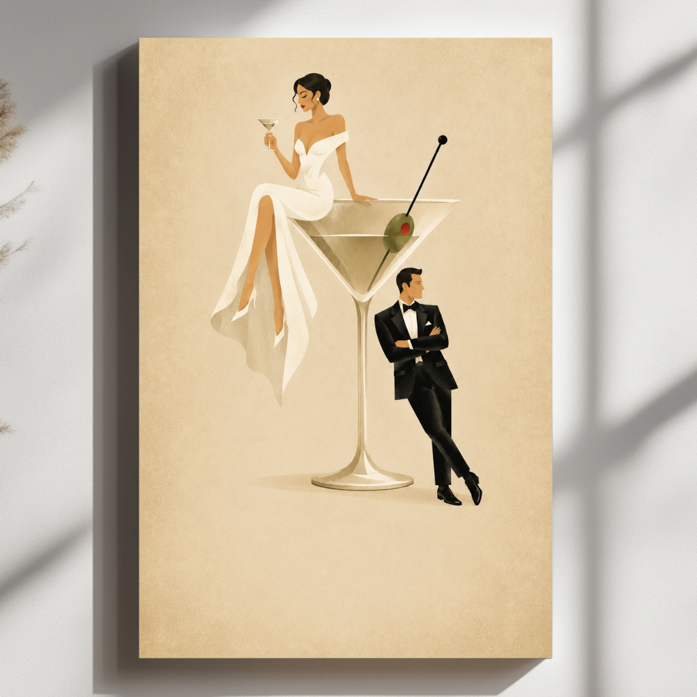 CANVAS 24x36 Retro Signature Cocktail Wedding Portrait