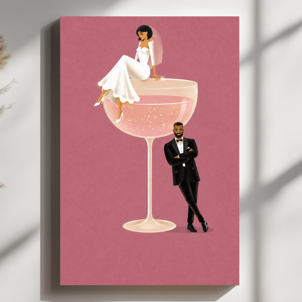 CANVAS 24x36 Retro Signature Cocktail Wedding Portrait