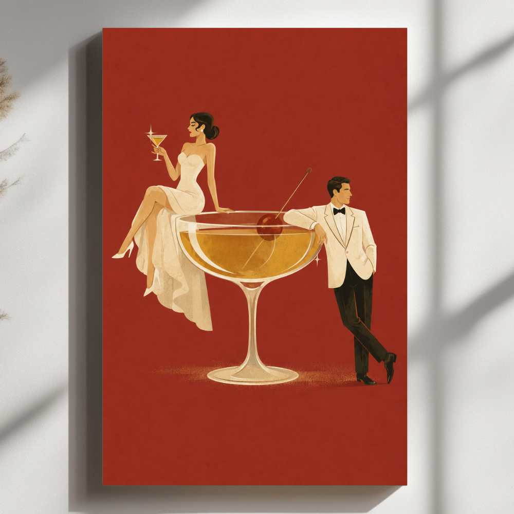 CANVAS 24x36 Retro Signature Cocktail Wedding Portrait