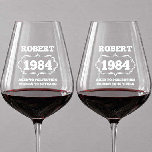 Wine Glass Personalized Aged To Perfection Birthday