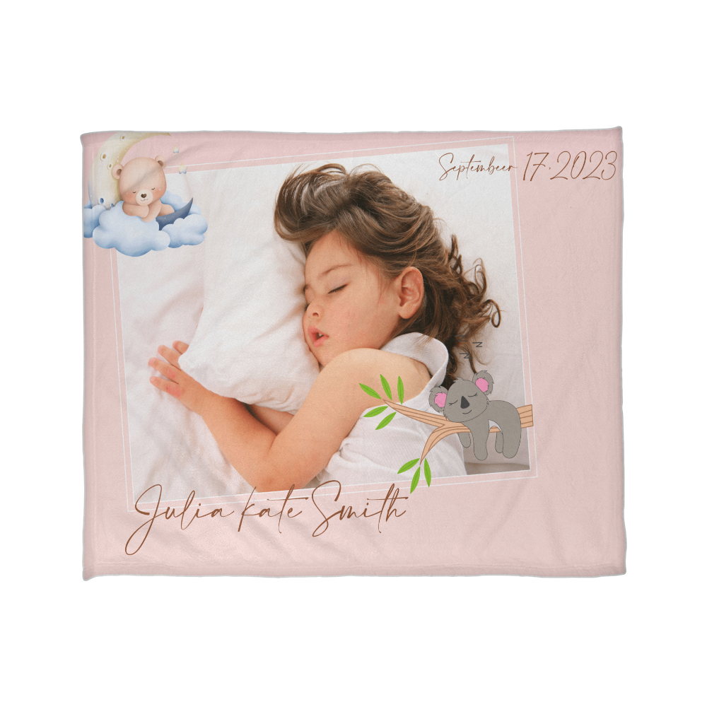 Personalized Baby Coral Fleece Blanket 2 +