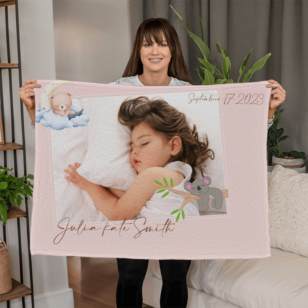Personalized Baby Coral Fleece Blanket 2 +
