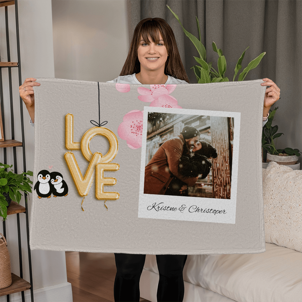 Personalized Couple Coral Fleece Blanket 2 +